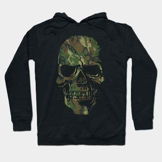 Skull Graphic - Cool Badass Distressed Art - Camo Green Hoodie by tommartinart